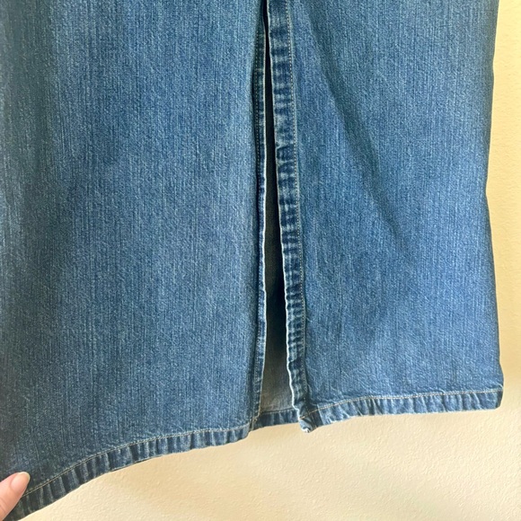 Vintage Y2K Old Navy Long Denim Blue Jean Skirt W/ Front Slit Size 1 Or XS 90’s - Picture 3 of 9